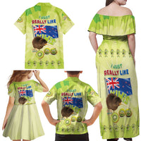New Zealand Kiwi Family Matching Off Shoulder Maxi Dress and Hawaiian Shirt I Just Really Like Kiwis