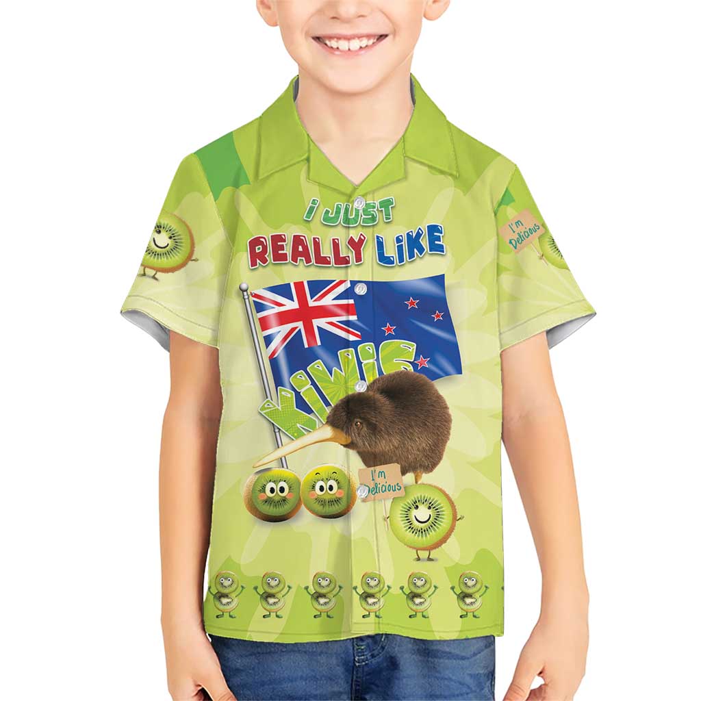 New Zealand Kiwi Family Matching Short Sleeve Bodycon Dress and Hawaiian Shirt I Just Really Like Kiwis