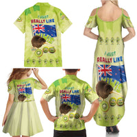 New Zealand Kiwi Family Matching Summer Maxi Dress and Hawaiian Shirt I Just Really Like Kiwis