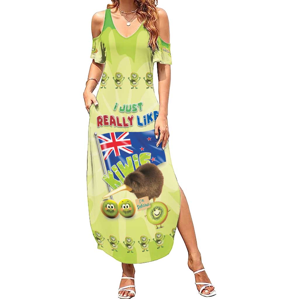 New Zealand Kiwi Family Matching Summer Maxi Dress and Hawaiian Shirt I Just Really Like Kiwis