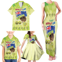 New Zealand Kiwi Family Matching Tank Maxi Dress and Hawaiian Shirt I Just Really Like Kiwis