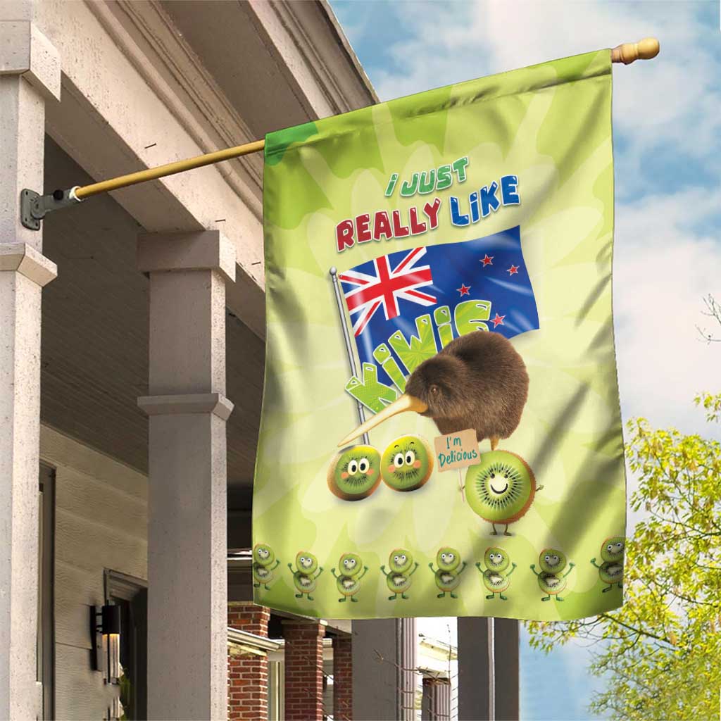 New Zealand Kiwi Garden Flag I Just Really Like Kiwis DT04 House Flag Green - Polynesian Pride