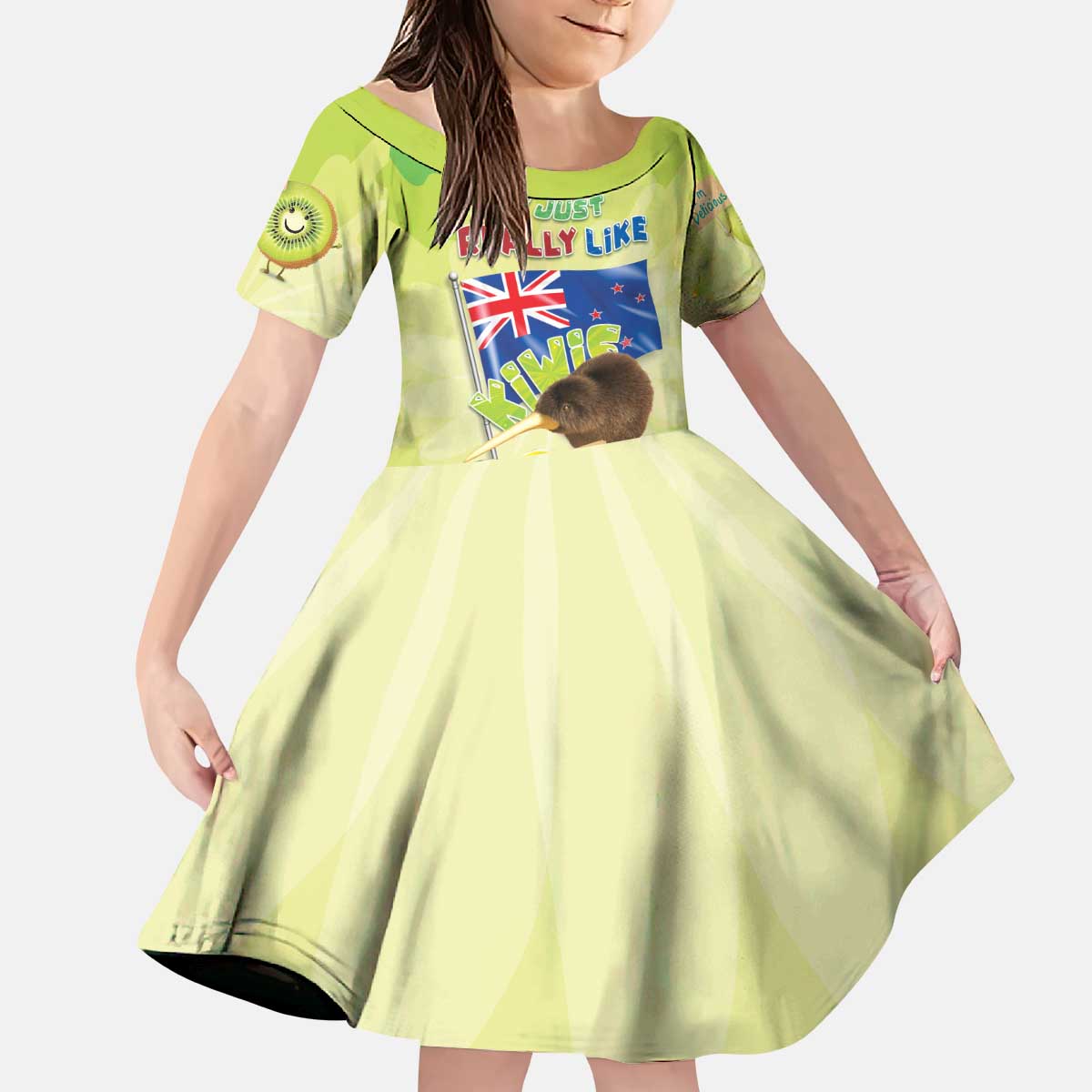 New Zealand Kiwi Kid Short Sleeve Dress I Just Really Like Kiwis