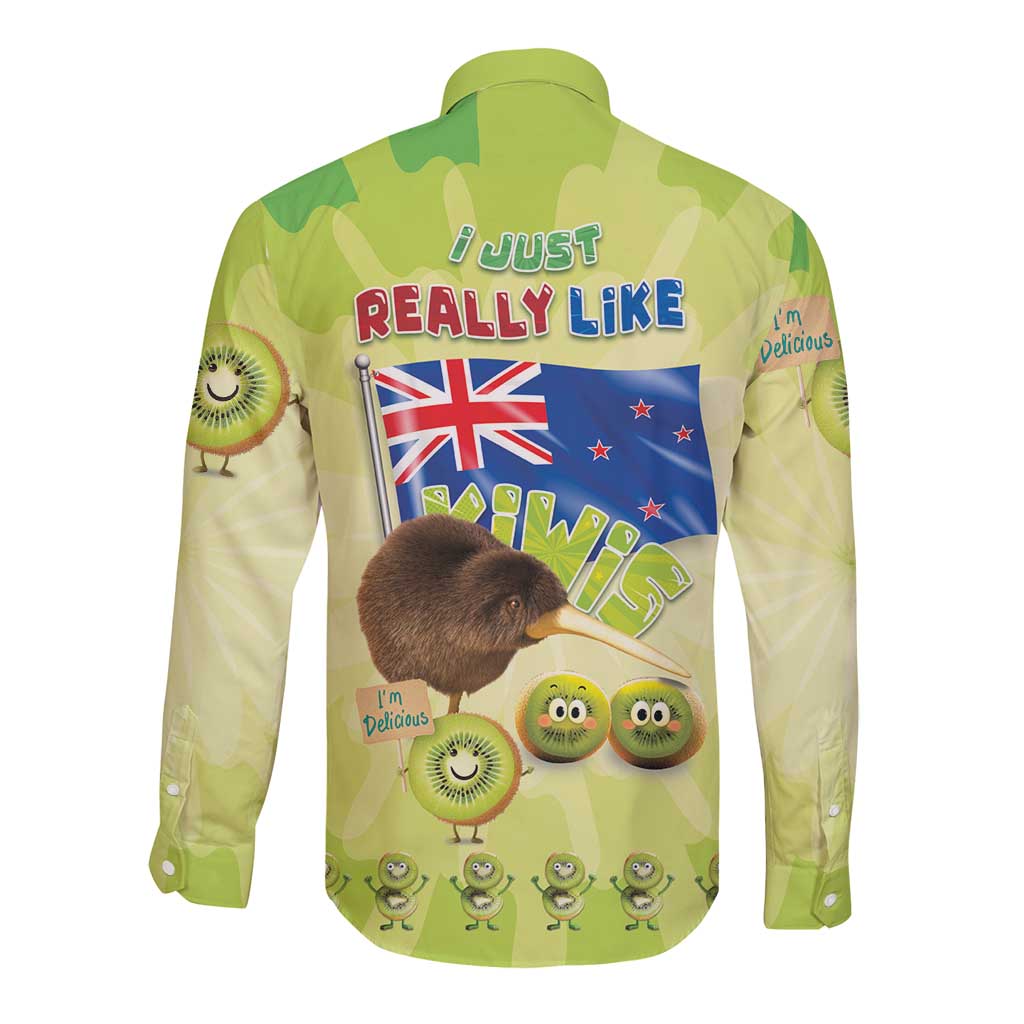 New Zealand Kiwi Long Sleeve Button Shirt I Just Really Like Kiwis DT04 - Polynesian Pride