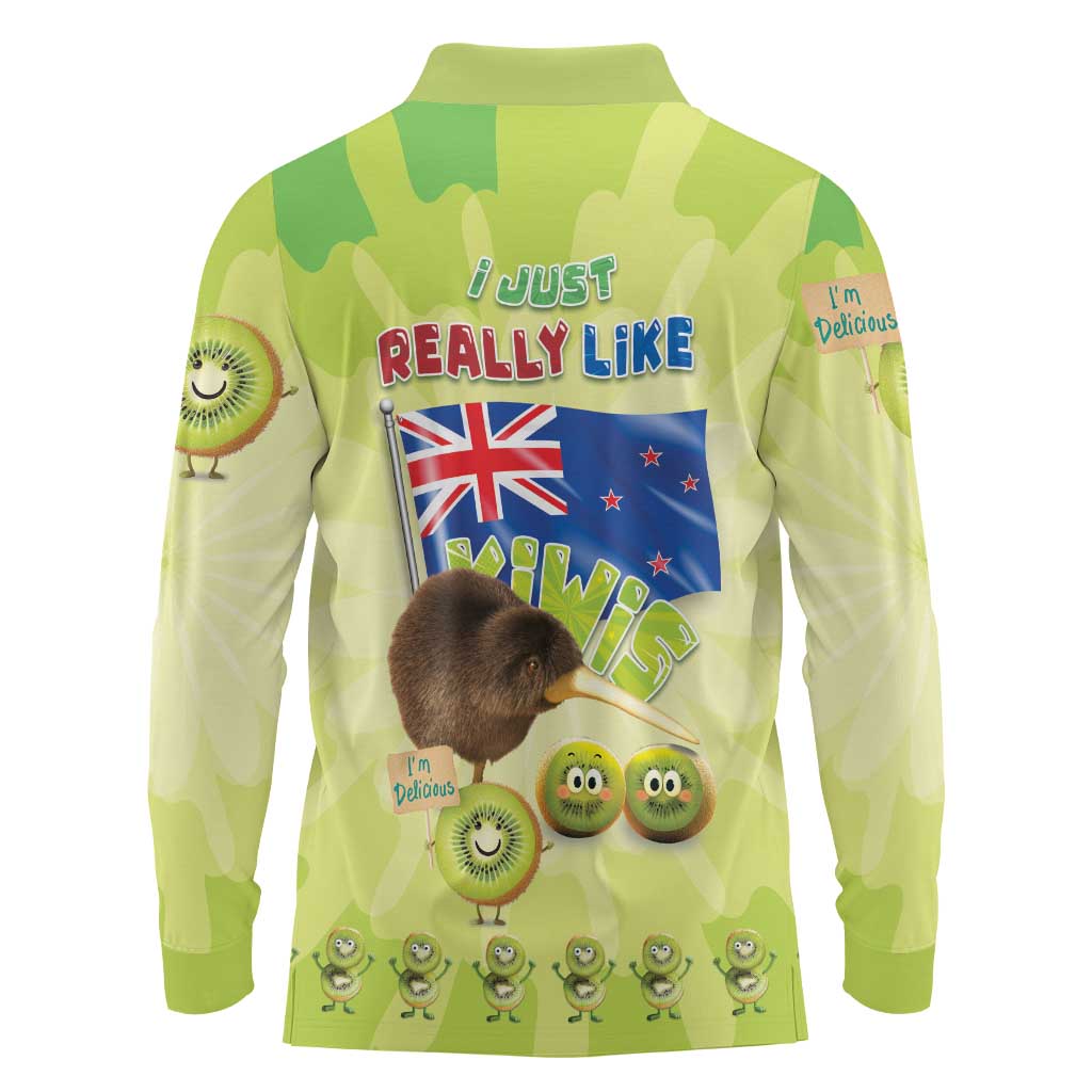 New Zealand Kiwi Long Sleeve Polo Shirt I Just Really Like Kiwis