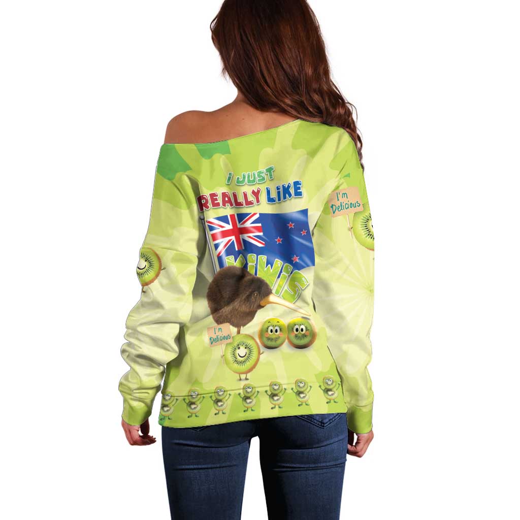 New Zealand Kiwi Off Shoulder Sweater I Just Really Like Kiwis