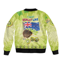New Zealand Kiwi Sleeve Zip Bomber Jacket I Just Really Like Kiwis