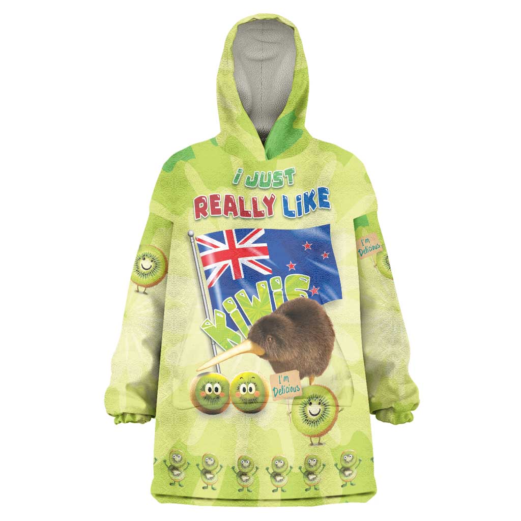 New Zealand Kiwi Wearable Blanket Hoodie I Just Really Like Kiwis DT04 One Size Green - Polynesian Pride