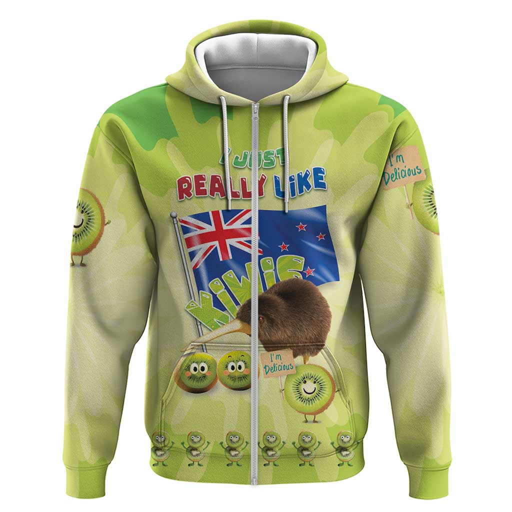 New Zealand Kiwi Zip Hoodie I Just Really Like Kiwis