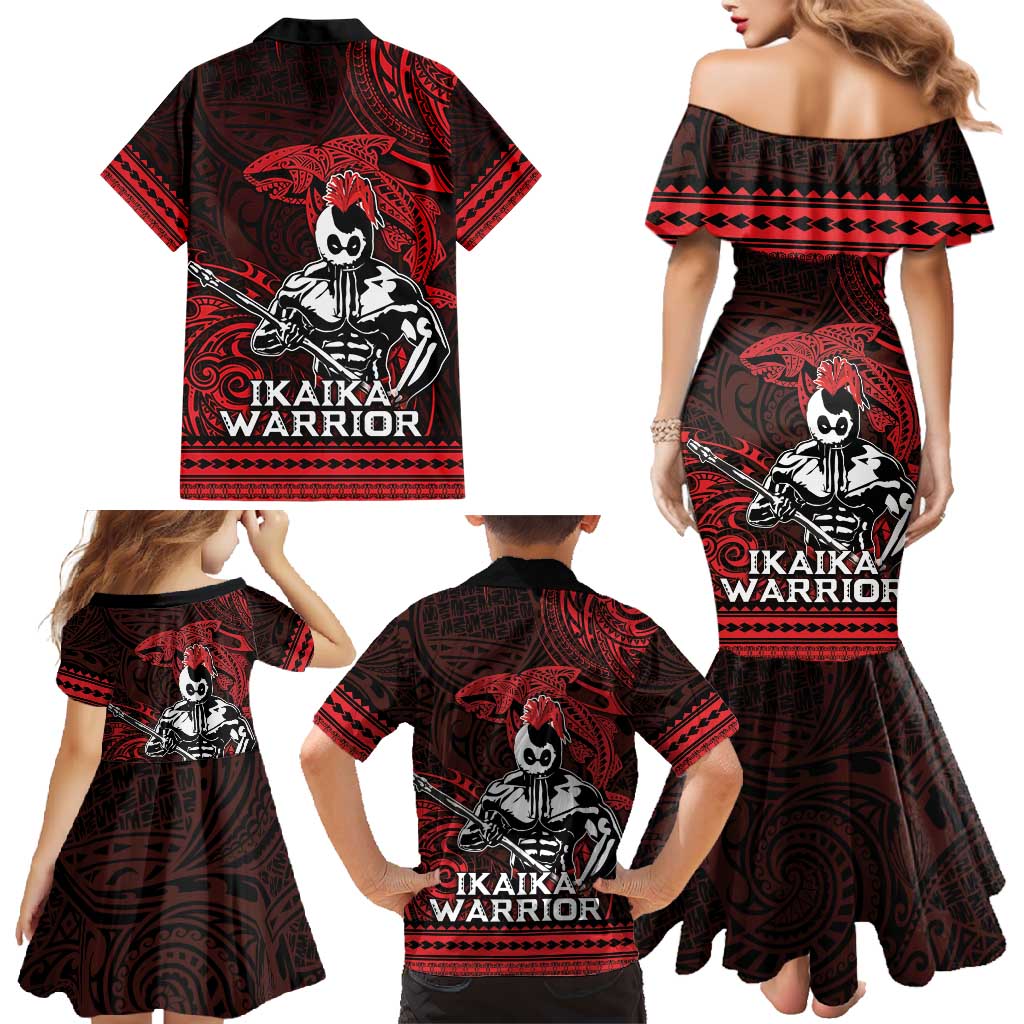 Hawaii Ikaika Warrior Family Matching Mermaid Dress and Hawaiian Shirt Hawaiian Tribal Tattoo