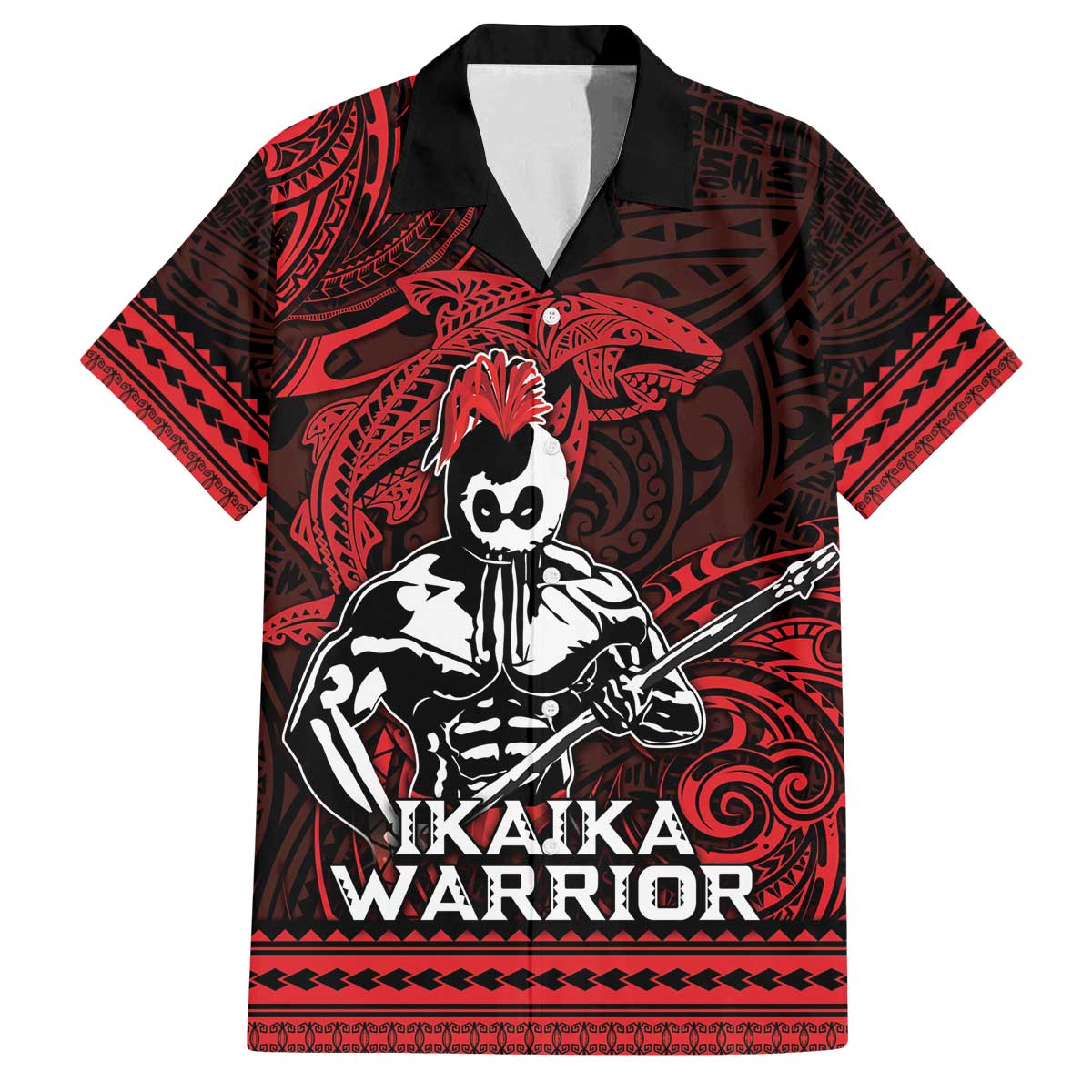 Hawaii Ikaika Warrior Family Matching Off The Shoulder Long Sleeve Dress and Hawaiian Shirt Hawaiian Tribal Tattoo
