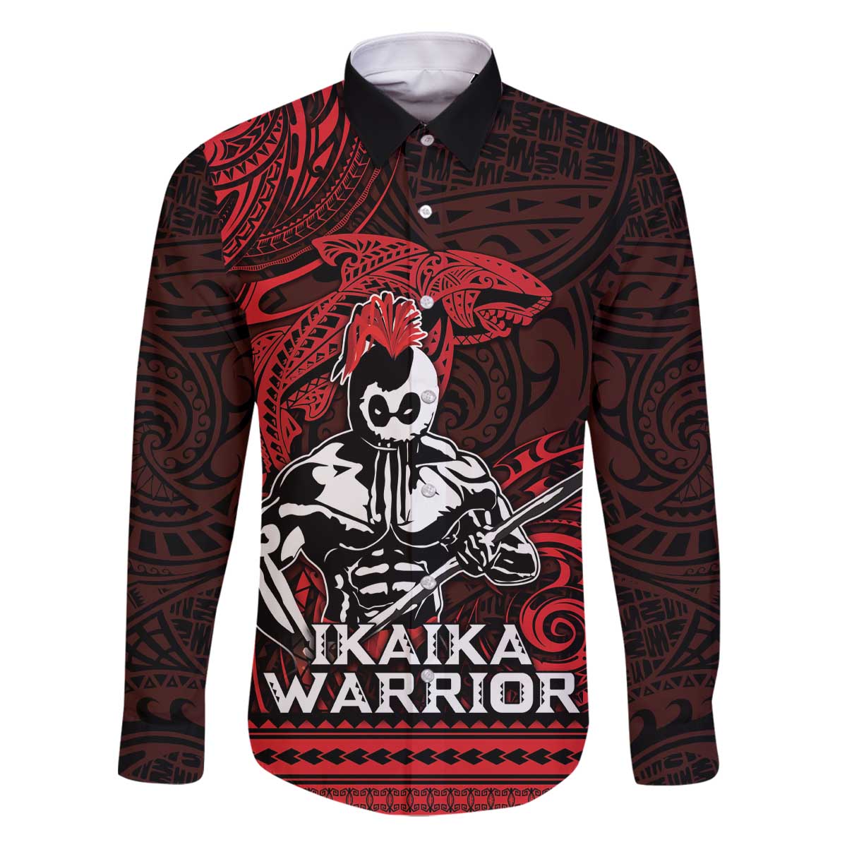 Hawaii Ikaika Warrior Family Matching Off The Shoulder Long Sleeve Dress and Hawaiian Shirt Hawaiian Tribal Tattoo