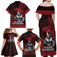 Hawaii Ikaika Warrior Family Matching Off Shoulder Maxi Dress and Hawaiian Shirt Hawaiian Tribal Tattoo