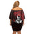 Hawaii Ikaika Warrior Family Matching Off Shoulder Short Dress and Hawaiian Shirt Hawaiian Tribal Tattoo