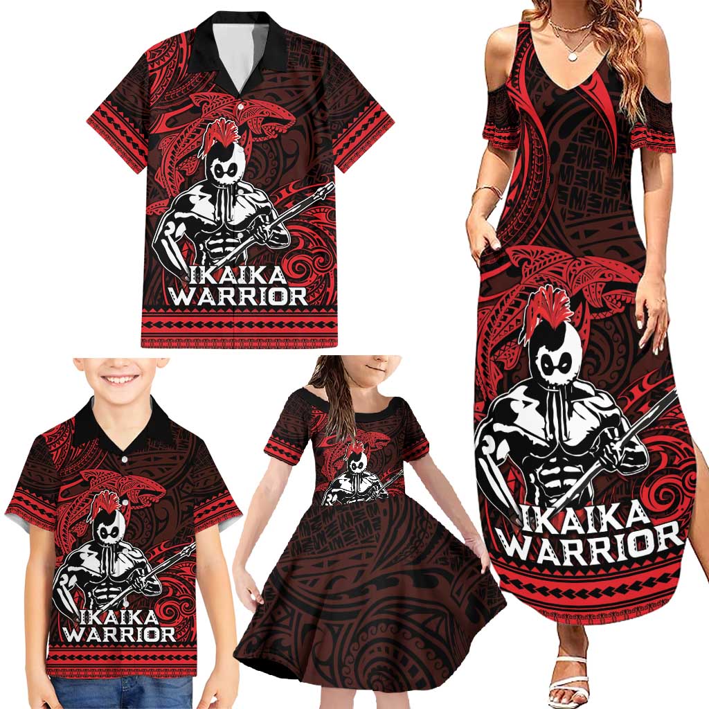 Hawaii Ikaika Warrior Family Matching Summer Maxi Dress and Hawaiian Shirt Hawaiian Tribal Tattoo