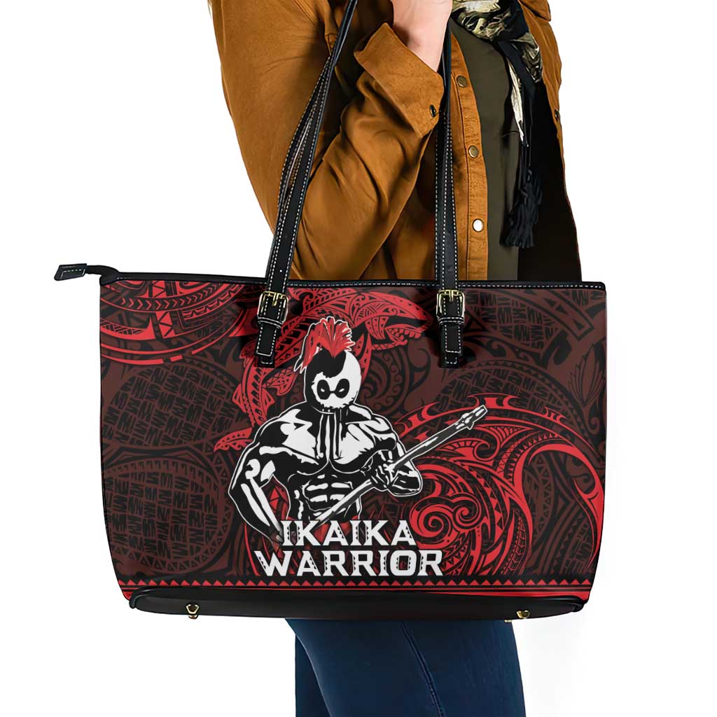 Hawaii Ikaika Warrior Leather Tote Bag Hawaiian Tribal Tattoo