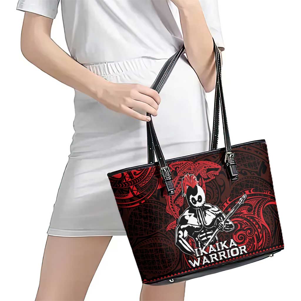Hawaii Ikaika Warrior Leather Tote Bag Hawaiian Tribal Tattoo