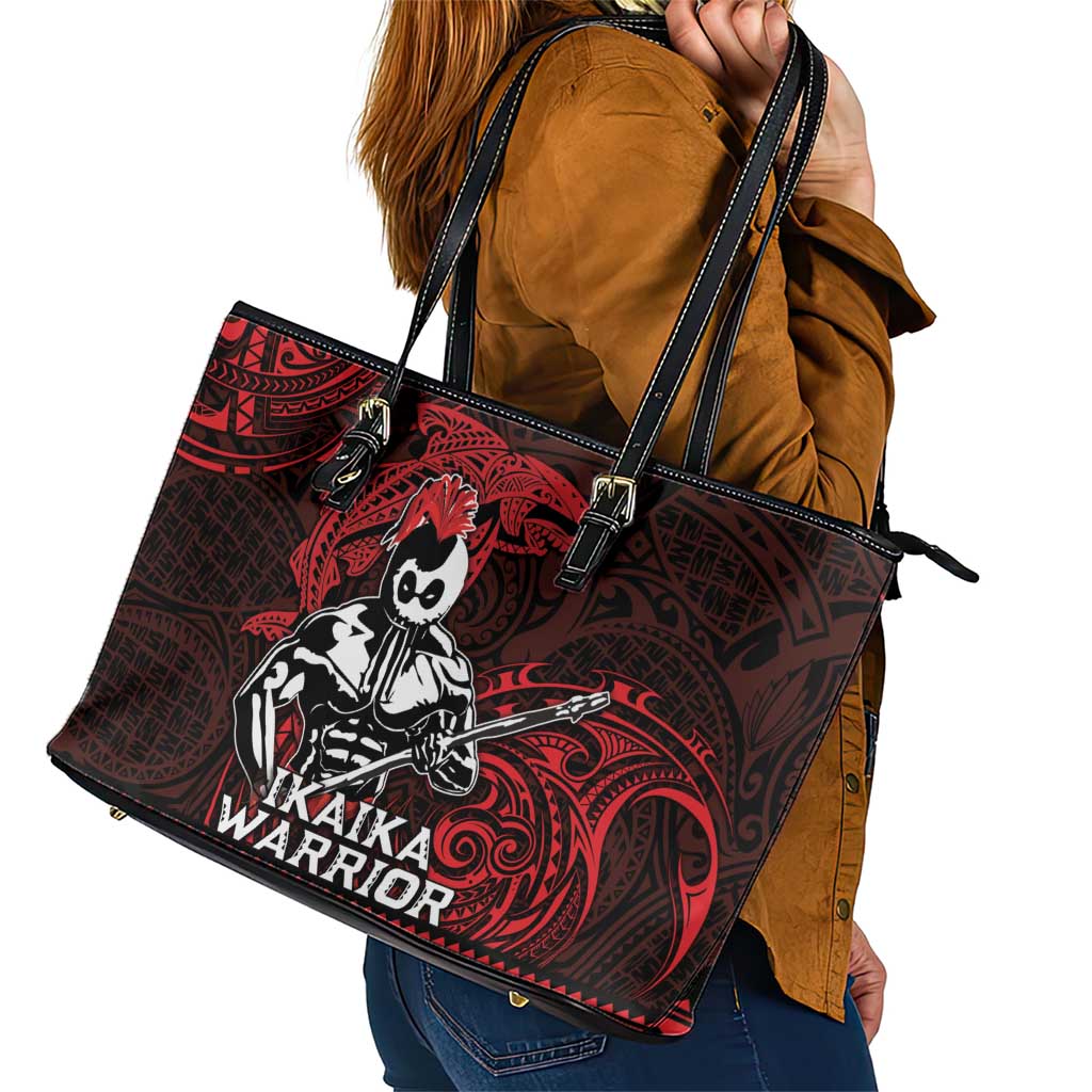 Hawaii Ikaika Warrior Leather Tote Bag Hawaiian Tribal Tattoo