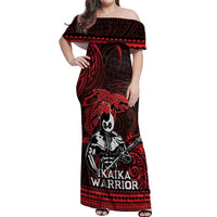 Hawaii Ikaika Warrior Off Shoulder Maxi Dress Hawaiian Tribal Tattoo