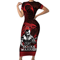 Hawaii Ikaika Warrior Short Sleeve Bodycon Dress Hawaiian Tribal Tattoo