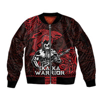 Hawaii Ikaika Warrior Sleeve Zip Bomber Jacket Hawaiian Tribal Tattoo
