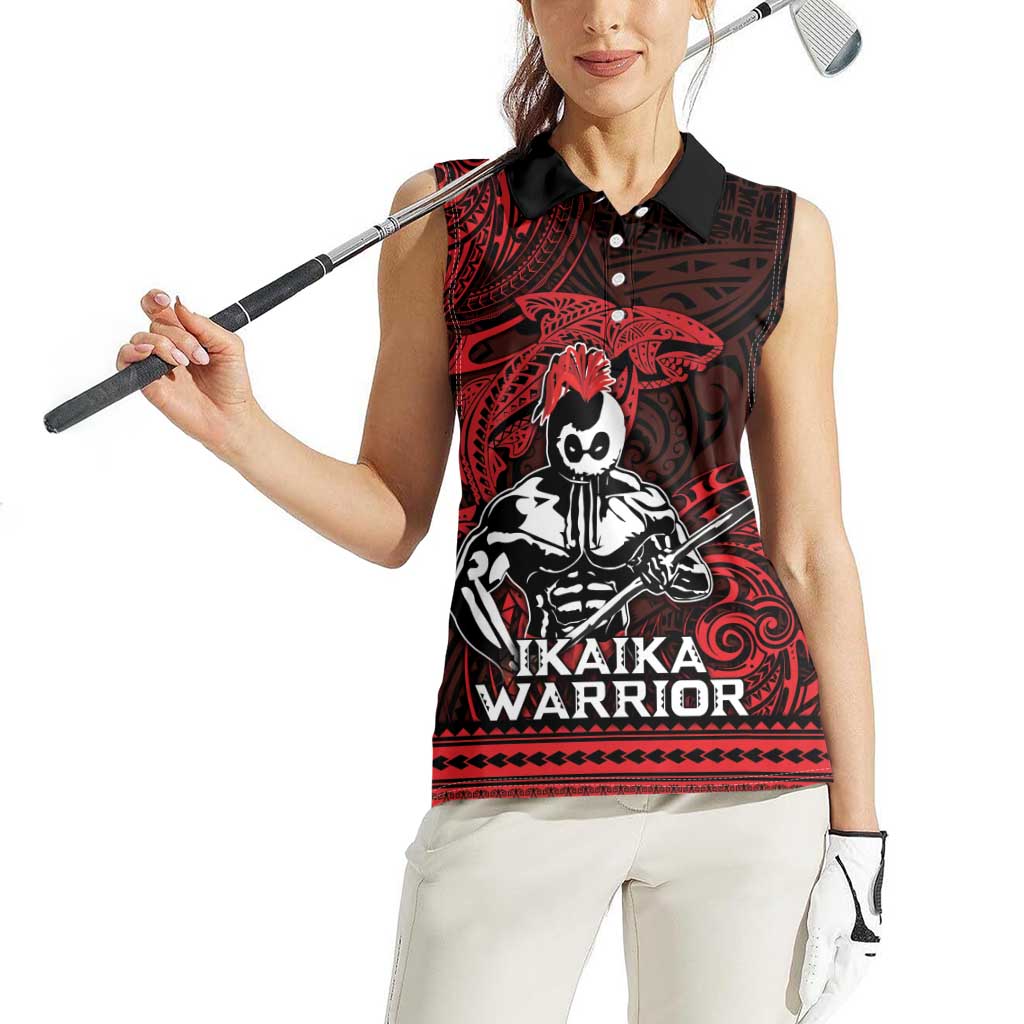 Hawaii Ikaika Warrior Women Sleeveless Polo Shirt Hawaiian Tribal Tattoo