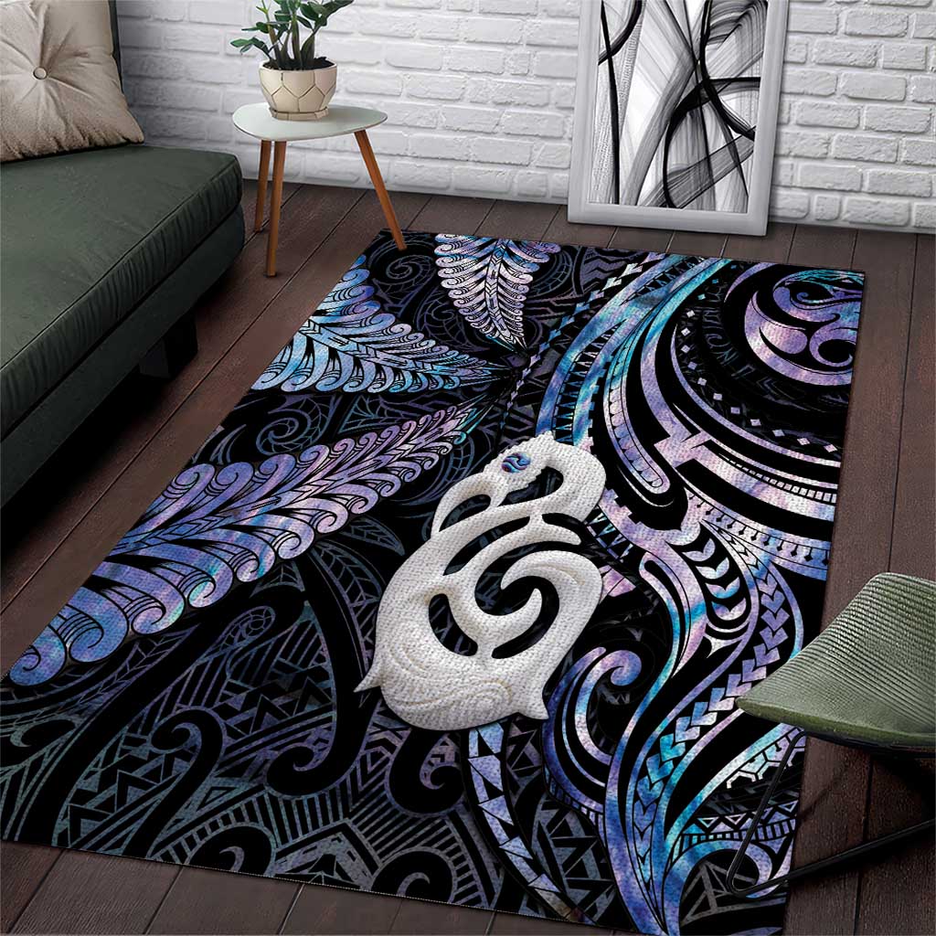 New Zealand Aotearoa Area Rug Maori Hei Manaia Purple Paua Shell