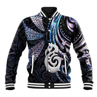 New Zealand Aotearoa Baseball Jacket Maori Hei Manaia Purple Paua Shell DT04 Unisex Purple - Polynesian Pride