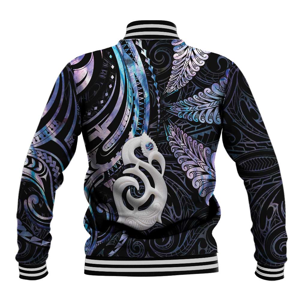 New Zealand Aotearoa Baseball Jacket Maori Hei Manaia Purple Paua Shell DT04 - Polynesian Pride