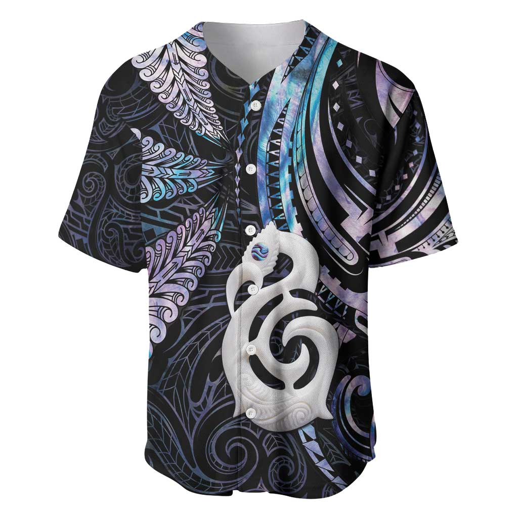 New Zealand Aotearoa Baseball Jersey Maori Hei Manaia Purple Paua Shell