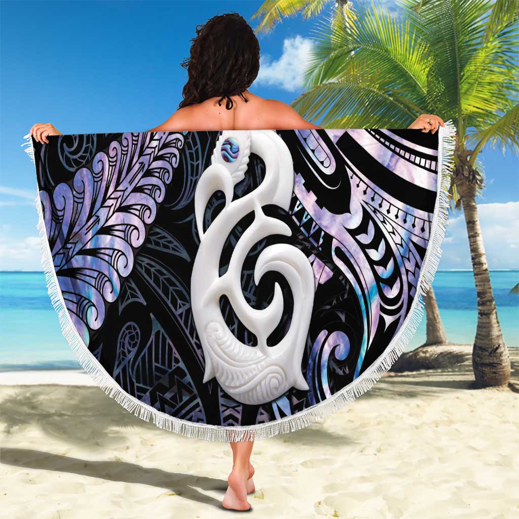 New Zealand Aotearoa Beach Blanket Maori Hei Manaia Purple Paua Shell DT04 - Polynesian Pride