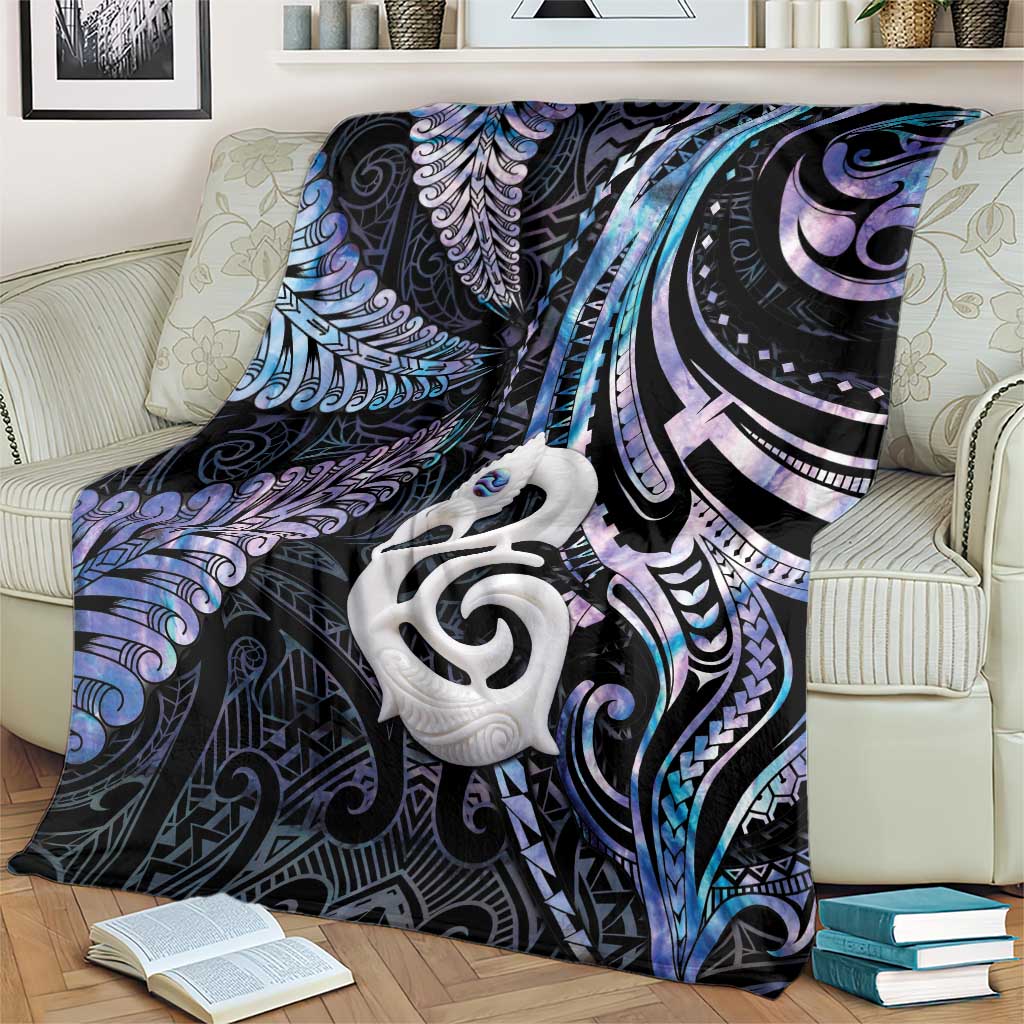 New Zealand Aotearoa Blanket Maori Hei Manaia Purple Paua Shell DT04 - Polynesian Pride