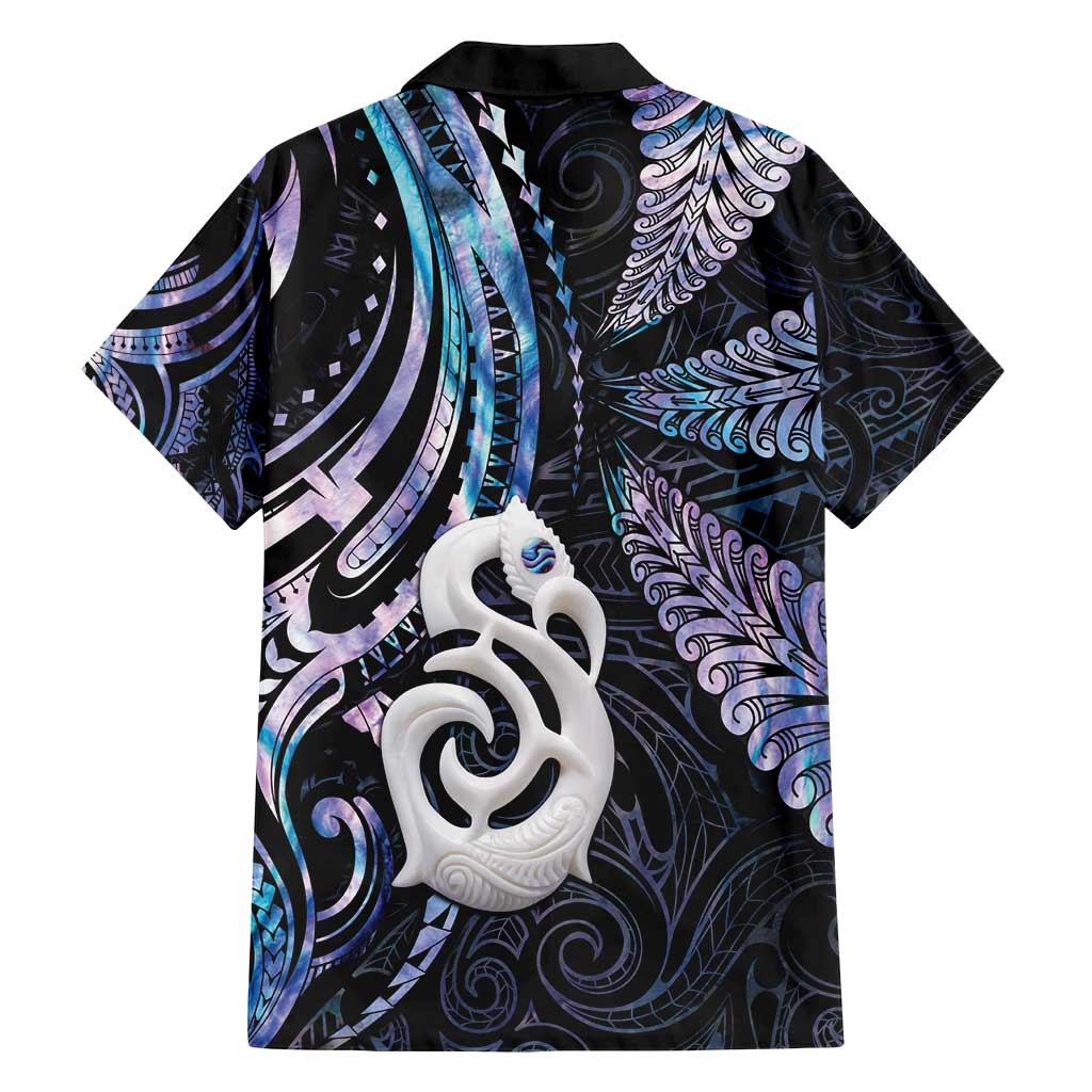 New Zealand Aotearoa Family Matching Long Sleeve Bodycon Dress and Hawaiian Shirt Maori Hei Manaia Purple Paua Shell