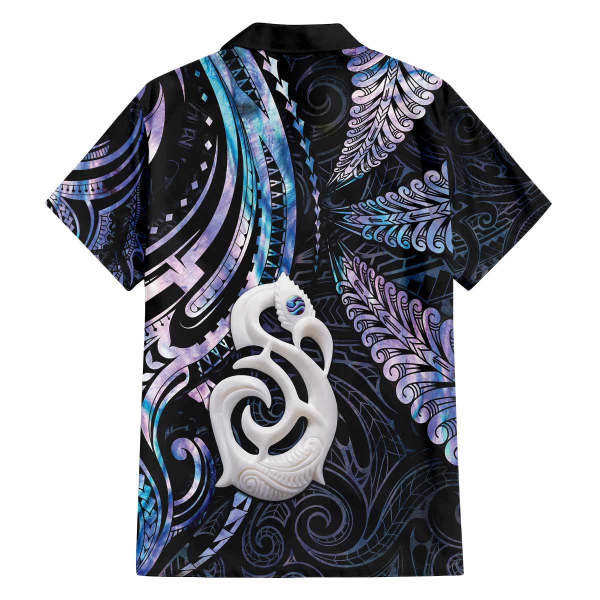 New Zealand Aotearoa Family Matching Off The Shoulder Long Sleeve Dress and Hawaiian Shirt Maori Hei Manaia Purple Paua Shell