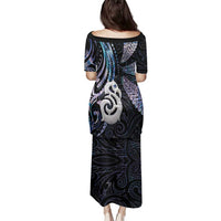 New Zealand Aotearoa Family Matching Puletasi and Hawaiian Shirt Maori Hei Manaia Purple Paua Shell