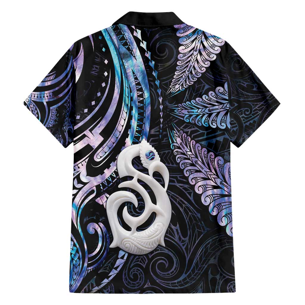 New Zealand Aotearoa Family Matching Short Sleeve Bodycon Dress and Hawaiian Shirt Maori Hei Manaia Purple Paua Shell