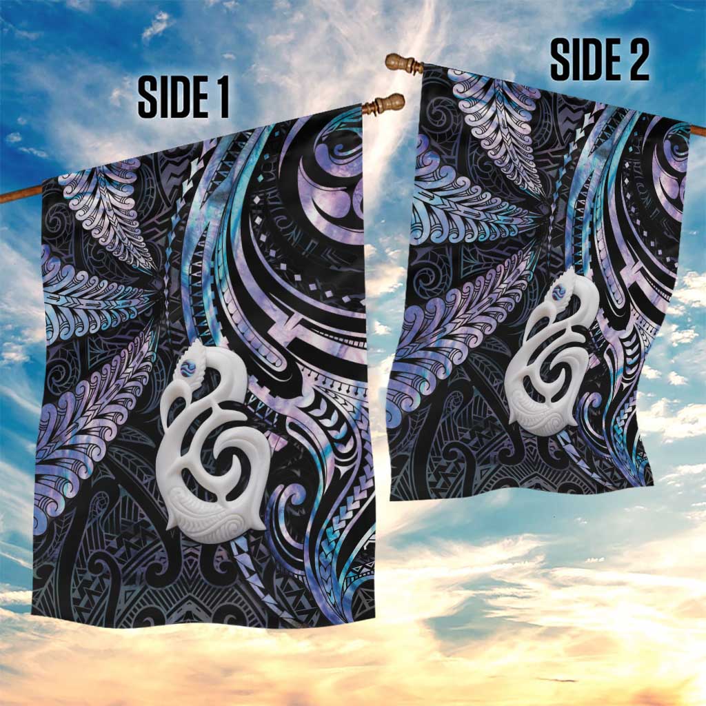 New Zealand Aotearoa Garden Flag Maori Hei Manaia Purple Paua Shell DT04 - Polynesian Pride