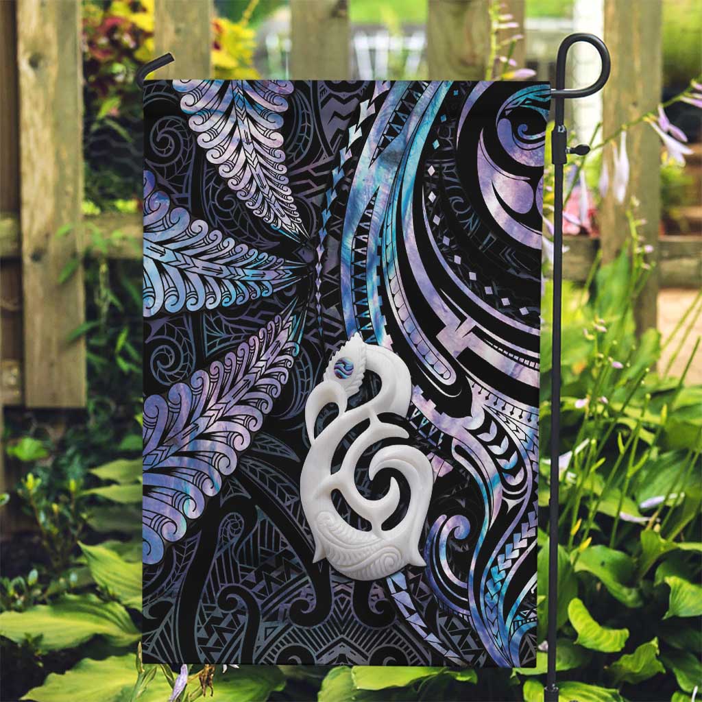 New Zealand Aotearoa Garden Flag Maori Hei Manaia Purple Paua Shell DT04 Garden Flag Purple - Polynesian Pride