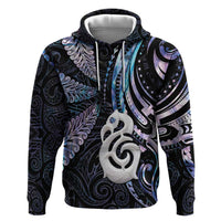 New Zealand Aotearoa Hoodie Maori Hei Manaia Purple Paua Shell