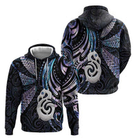 New Zealand Aotearoa Hoodie Maori Hei Manaia Purple Paua Shell