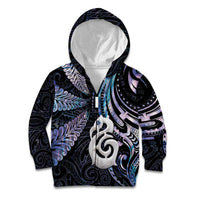 New Zealand Aotearoa Kid Hoodie Maori Hei Manaia Purple Paua Shell