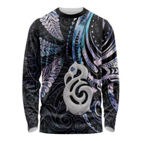 New Zealand Aotearoa Long Sleeve Shirt Maori Hei Manaia Purple Paua Shell DT04 Unisex Purple - Polynesian Pride