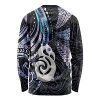 New Zealand Aotearoa Long Sleeve Shirt Maori Hei Manaia Purple Paua Shell DT04 - Polynesian Pride