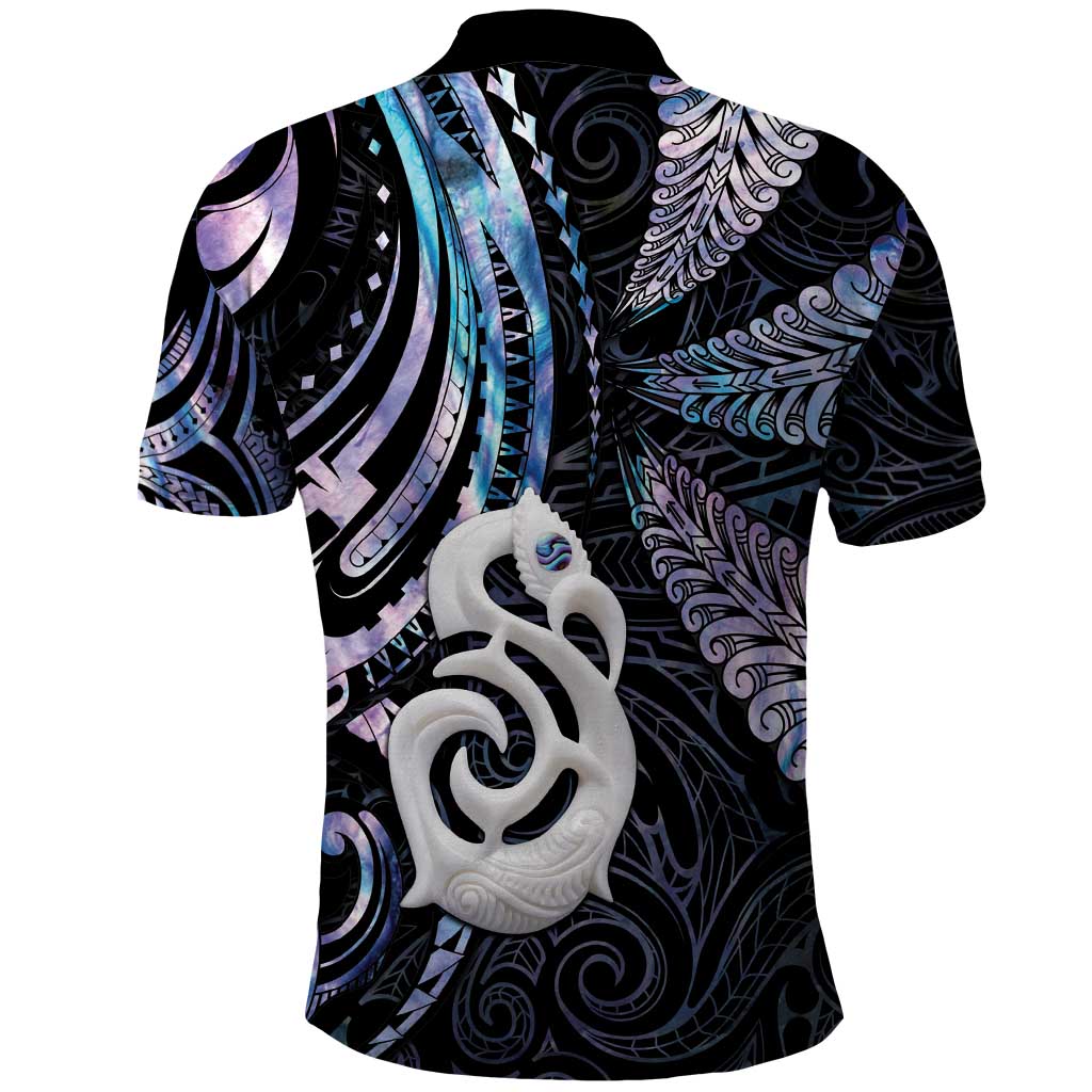 New Zealand Aotearoa Polo Shirt Maori Hei Manaia Purple Paua Shell