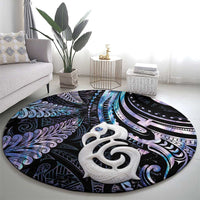 New Zealand Aotearoa Round Carpet Maori Hei Manaia Purple Paua Shell