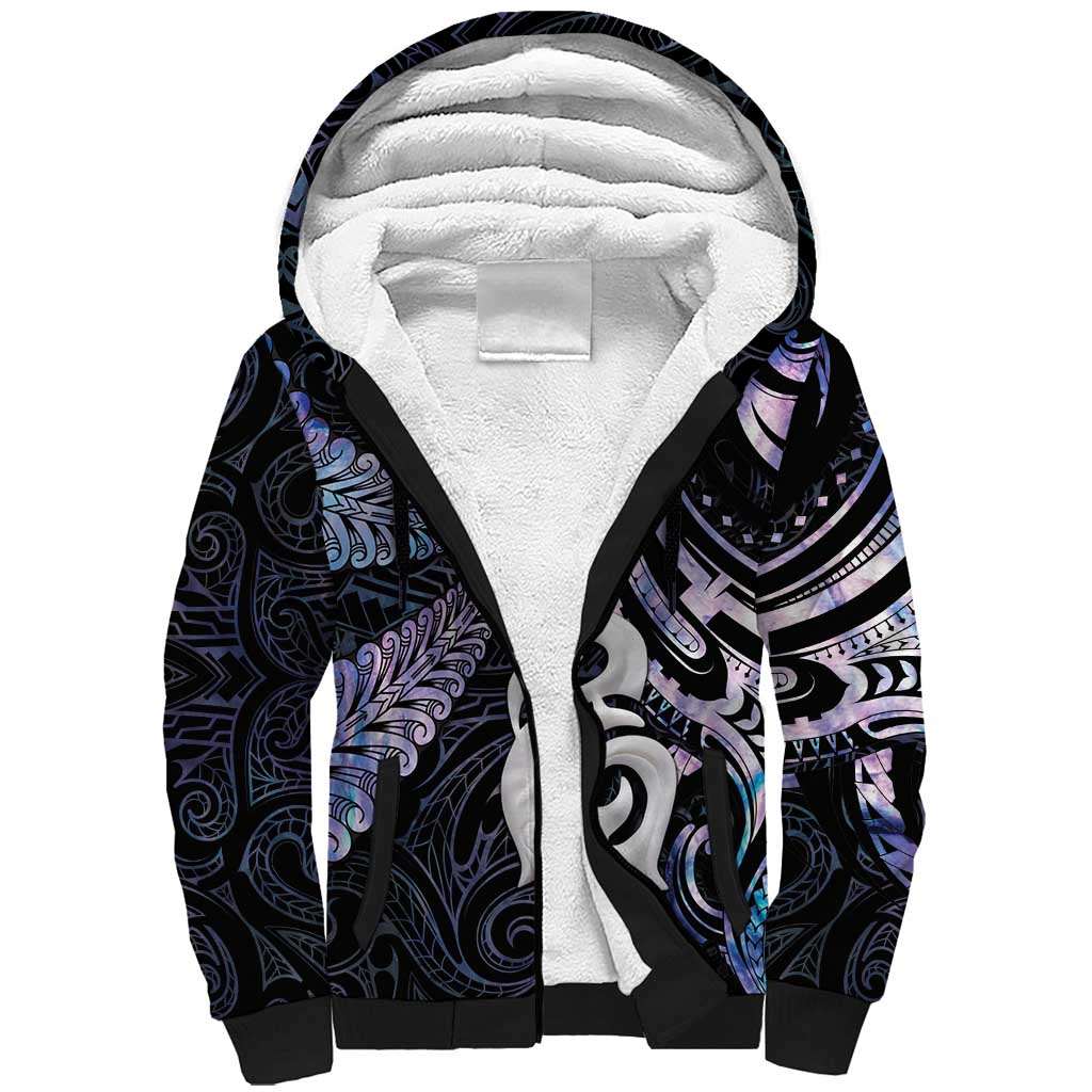 New Zealand Aotearoa Sherpa Hoodie Maori Hei Manaia Purple Paua Shell DT04 Unisex Purple - Polynesian Pride