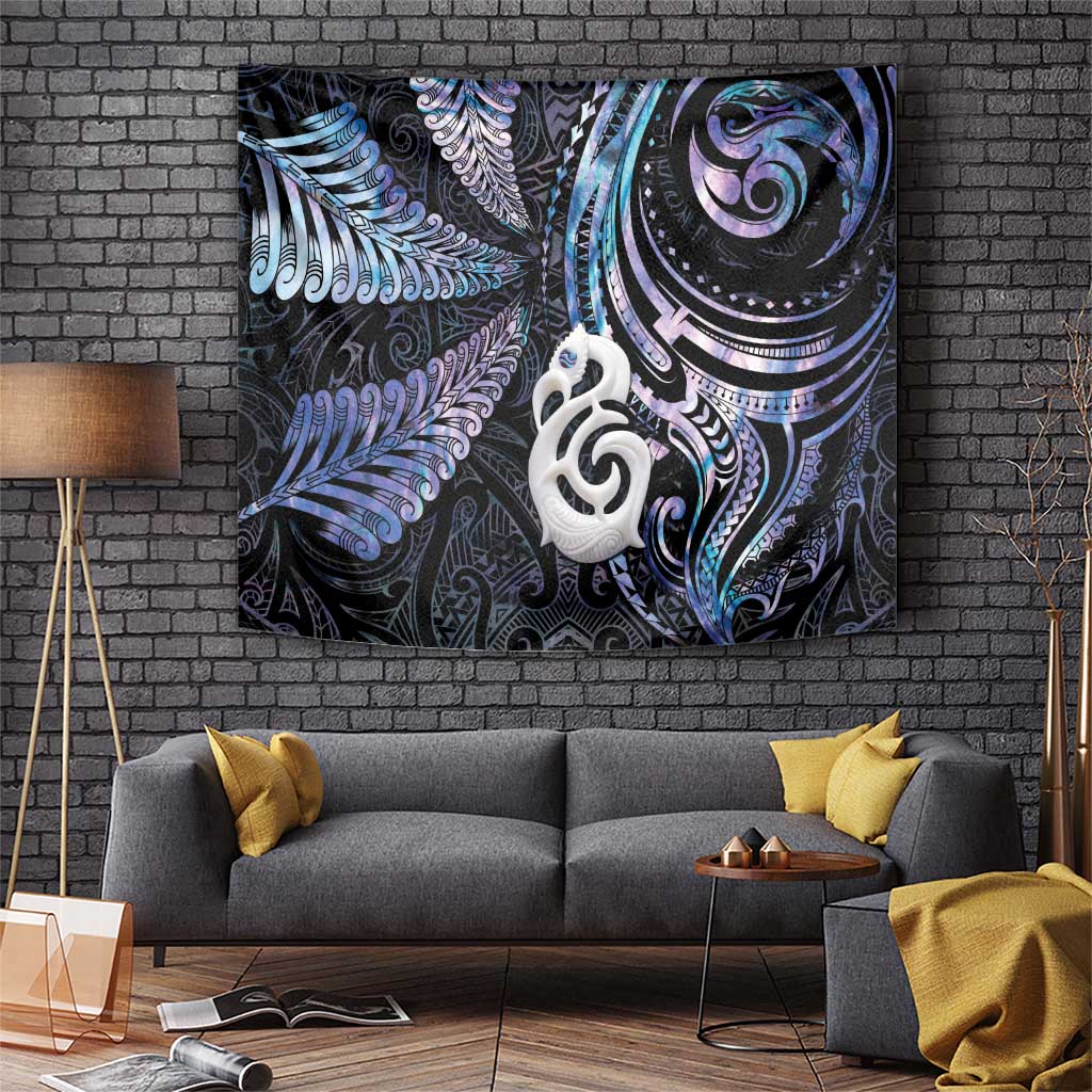 New Zealand Aotearoa Tapestry Maori Hei Manaia Purple Paua Shell