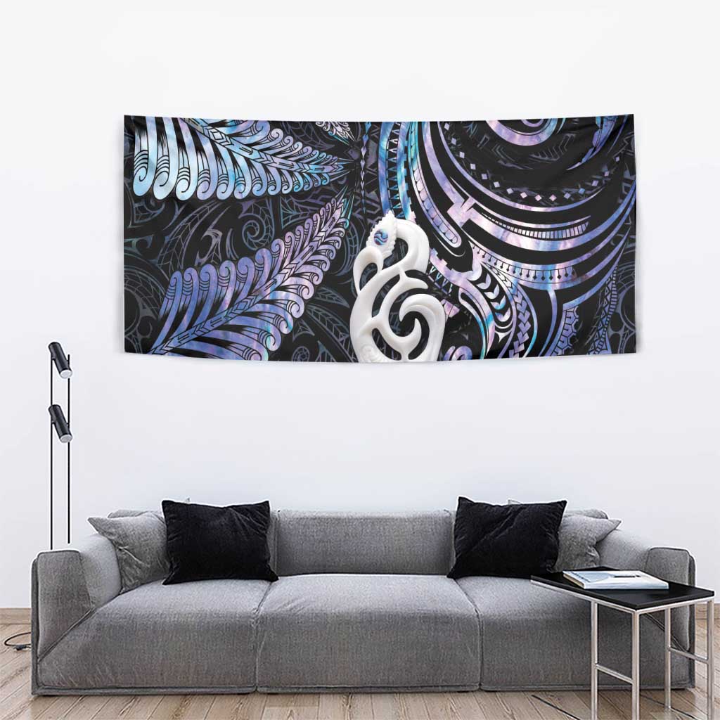 New Zealand Aotearoa Tapestry Maori Hei Manaia Purple Paua Shell