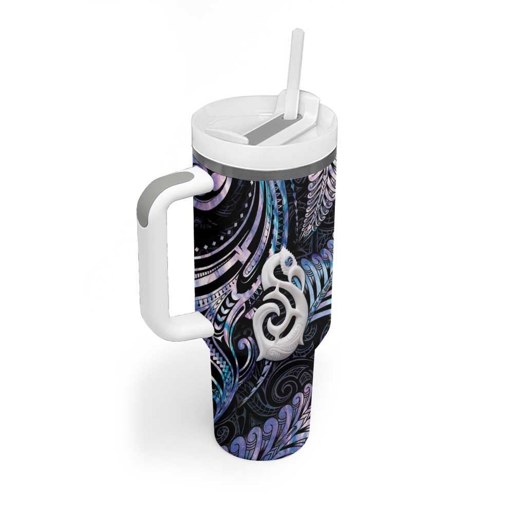New Zealand Aotearoa Tumbler With Handle Maori Hei Manaia Purple Paua Shell DT04 - Polynesian Pride