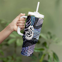 New Zealand Aotearoa Tumbler With Handle Maori Hei Manaia Purple Paua Shell DT04 - Polynesian Pride